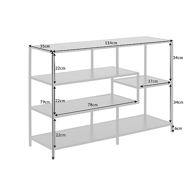 Knižnica/Regál 42019 115cm Slim Line  Čierny jaseň