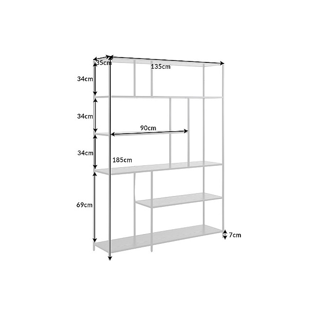 Knižnica/Regál 42025 135cm Slim Line Čierny jaseň Knižnica/Regál 42025 135cm Slim Line Čierny jaseň
