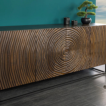 Komoda 44580 Zen Circle 180cm Drevo Mango Hnedá-Čierna