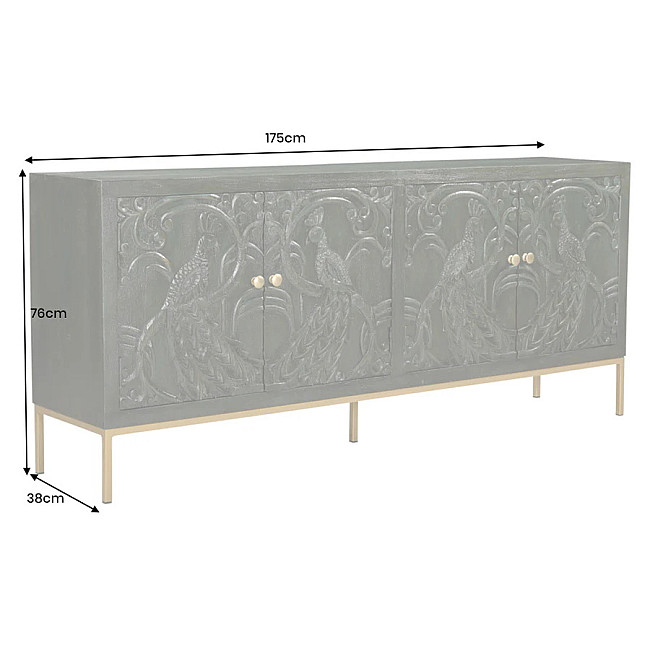 Komoda 45791 Peacock 175cm Drevo Mango Zelená