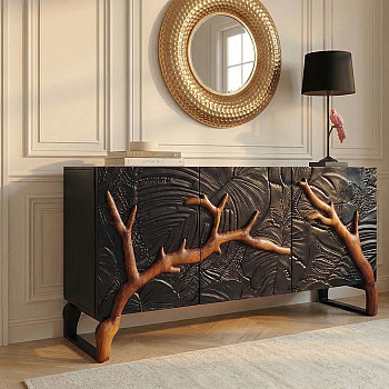 Komoda 46199 Forest 160cm Drevo Mango Čierne