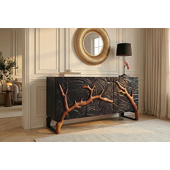 Komoda 46199 Forest 160cm Drevo Mango Čierne