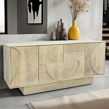 Komoda 46800 170cm Art Deco Drevo Mango Biela