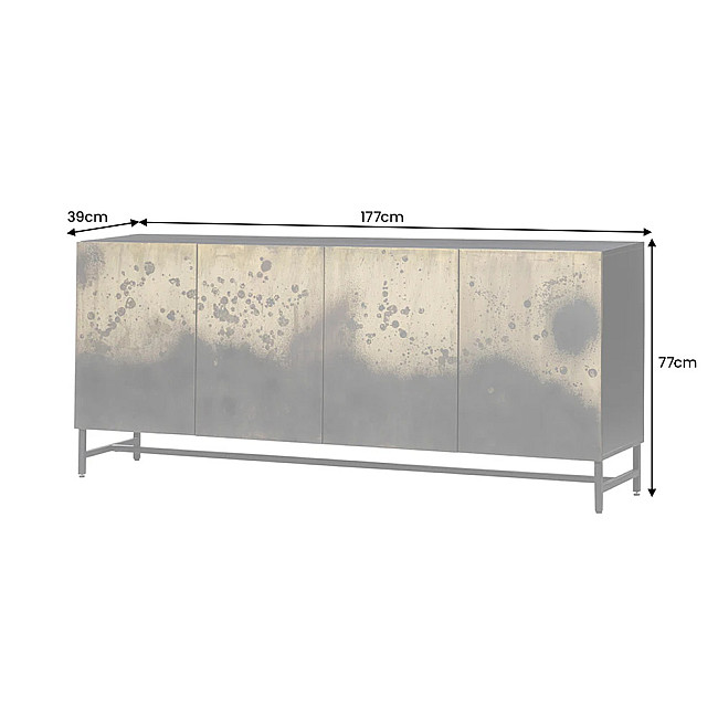 Komoda 47587 Oxid 177cm Drevo Mango Čierne/Kovové/Zlaté