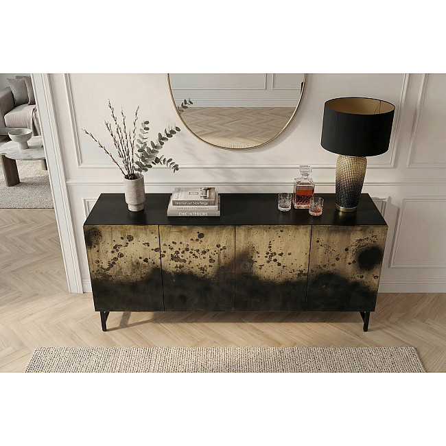 Komoda 47587 Oxid 177cm Drevo Mango Čierne/Kovové/Zlaté