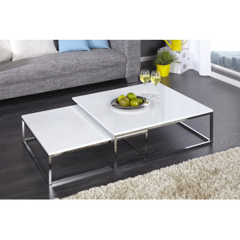 Konferenčný stôl 36083 75x75cm 2-Set Biely - PRODUKT JE SKLADOM U NÁS - 1Ks