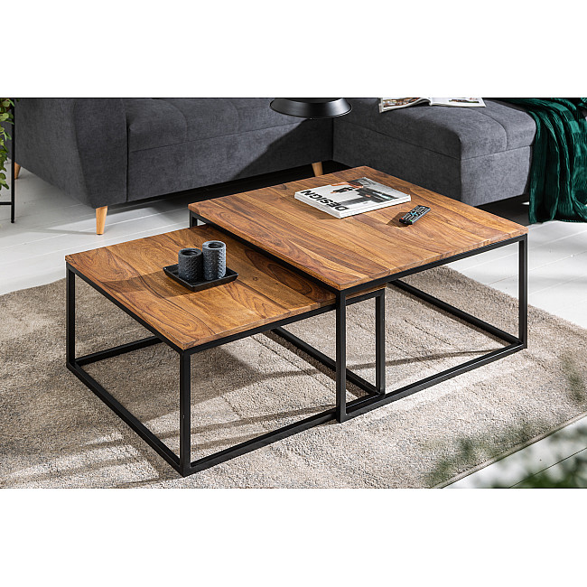 Konferenčný stôl 37291 75x75cm 2-Set Drevo Palisander Konferenčný stôl 37291 75x75cm 2-Set Drevo Palisander