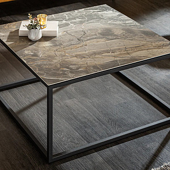 Konferenčný stôl 40670 75x75cm Marble Look Ceramik Taupe