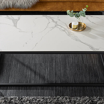 Konferenčný stôl 41089 100x60cm Marble Look White Ceramik