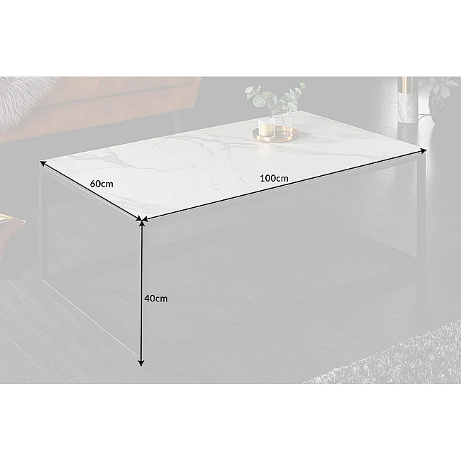 Konferenčný stôl 41089 100x60cm Marble Look White Ceramik