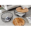 Konferenčný stôl Storage 2-Set 42896 Ø70 a Ø57cm Drevo Mango