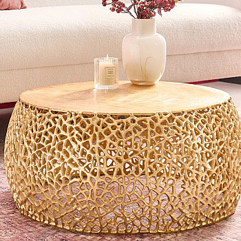 Konferenčný stôl Leaf 43227 Ø75cm Aluminium Zlatá