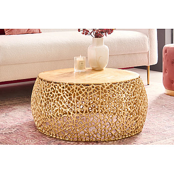 Konferenčný stôl Leaf 43227 Ø75cm Aluminium Zlatá