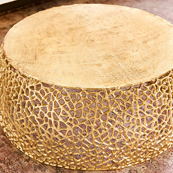 Konferenčný stôl Leaf 43227 Ø75cm Aluminium Zlatá