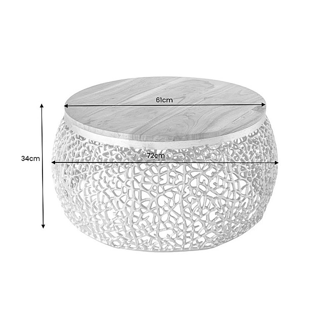 Konferenčný stôl Leaf 43228 Ø75cm Aluminium Gold + Drevo Acacia