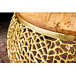 Konferenčný stôl Leaf 43228 Ø75cm Aluminium Gold + Drevo Acacia