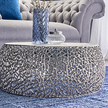 Konferenčný stôl Leaf 43229 Ø75cm Aluminium Silver