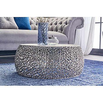 Konferenčný stôl Leaf 43229 Ø75cm Aluminium Silver