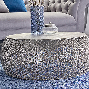 Konferenčný stôl Leaf 43229 Ø75cm Aluminium Silver