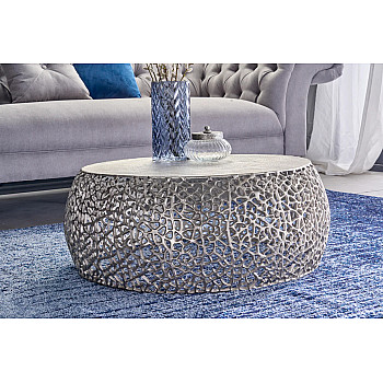 Konferenčný stôl Leaf 43229 Ø75cm Aluminium Silver