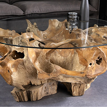 Konferenčný stôl Root 44120 Ø100cm Drevo Teak