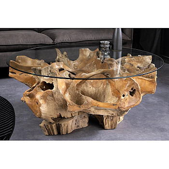 Konferenčný stôl Root 44120 Ø100cm Drevo Teak