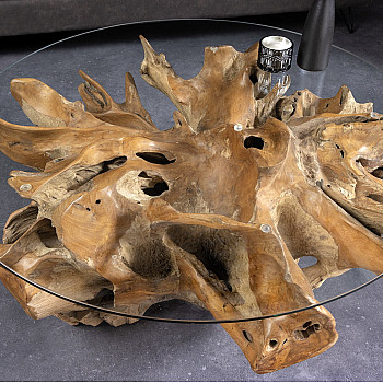 Konferenčný stôl Root 44120 Ø100cm Drevo Teak