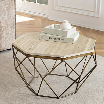 Konferenčný stôl Diamond 45204 Ø70cm Travertine