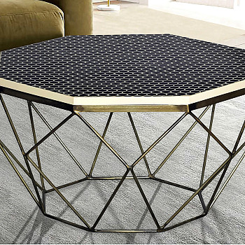 Konferenčný stôl Diamond 45215 Ø70cm Mosadz