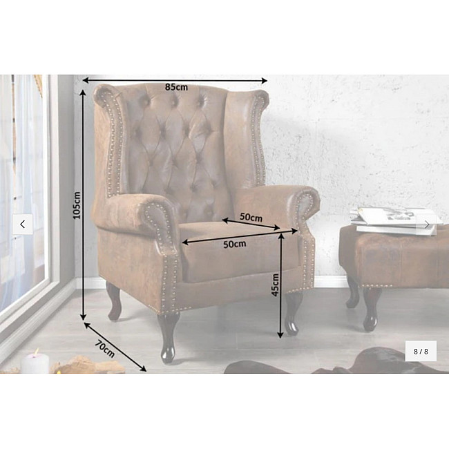 Kreslo 19448 Chesterfield Antik hnedá