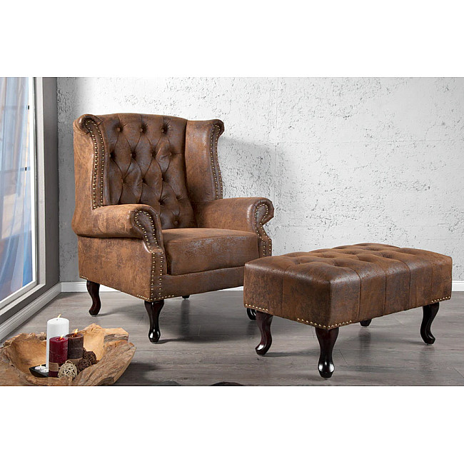 Kreslo 19448 Chesterfield Antik hnedá
