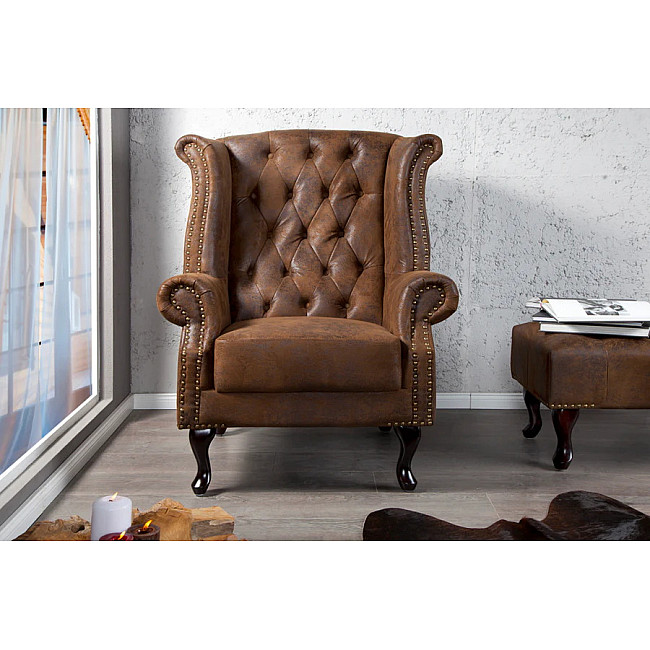 Kreslo 19448 Chesterfield Antik hnedá