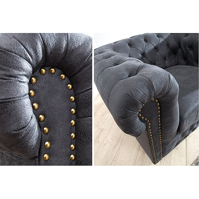 Kreslo 37389 Chesterfield Antik šedá