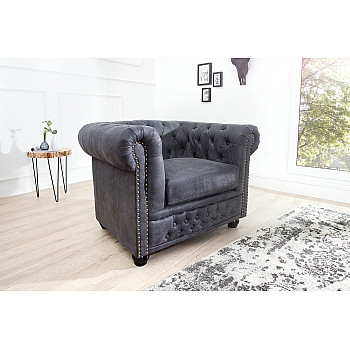 Kreslo 37389 Chesterfield Antik šedá