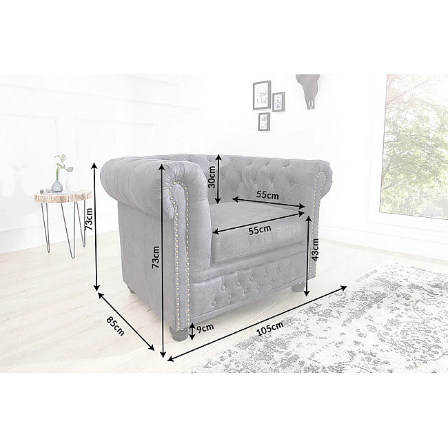 Kreslo 37389 Chesterfield Antik šedá