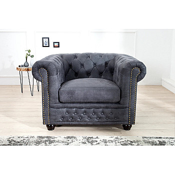 Kreslo 37389 Chesterfield Antik šedá