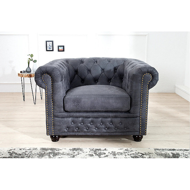 Kreslo 37389 Chesterfield Antik šedá
