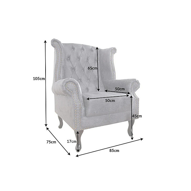 Kreslo 37473 Chesterfield Antik šedá