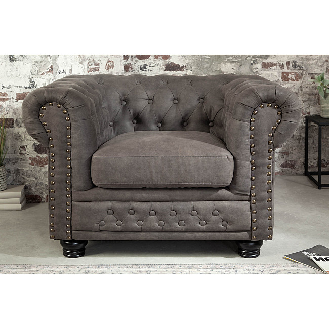 Kreslo 40519 Chesterfield Vintage Šedá Taupe