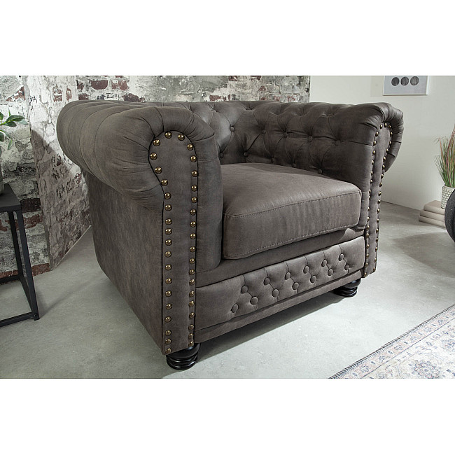 Kreslo 40519 Chesterfield Vintage Šedá Taupe