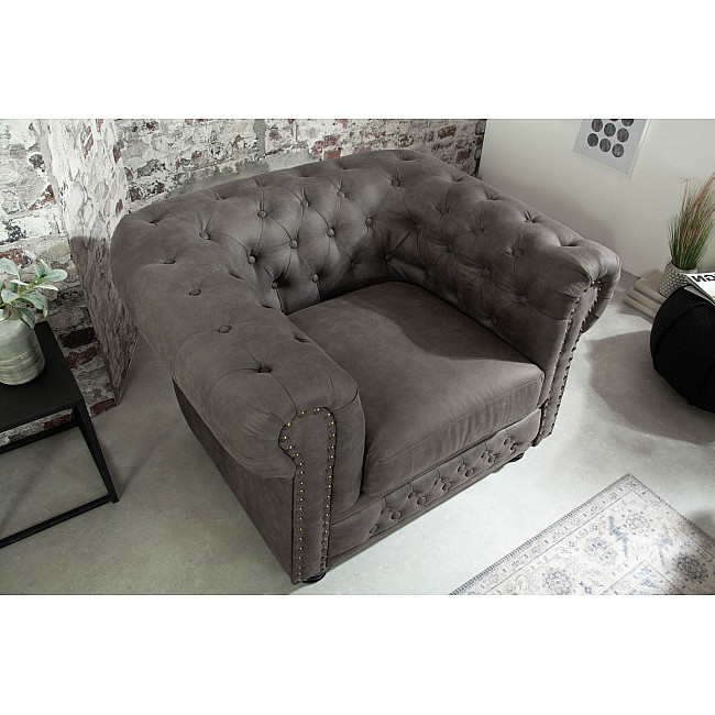 Kreslo 40519 Chesterfield Vintage Šedá Taupe