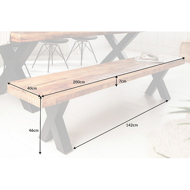 Lavica 40159 200cm Masív drevo Mango prírodná Lavica 40159 200cm Masív drevo Mango prírodná