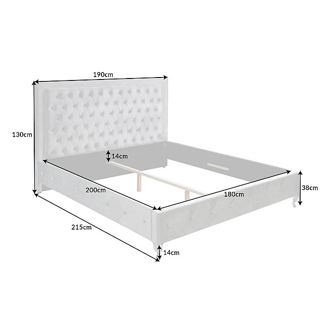 Posteľ 38968 180x200cm Zamat Strieborno šedá - PRODUKT JE SKLADOM U NÁS - 2Ks
