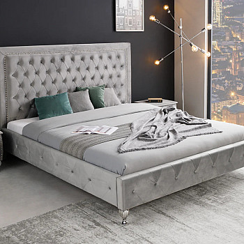 Posteľ 38968 180x200cm Zamat Strieborno šedá - PRODUKT JE SKLADOM U NÁS - 2Ks