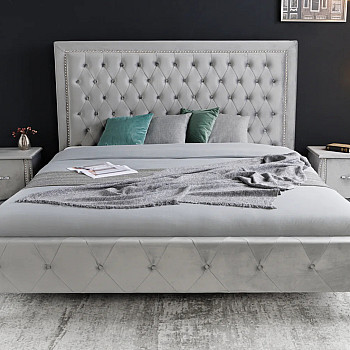 Posteľ 38968 180x200cm Zamat Strieborno šedá - PRODUKT JE SKLADOM U NÁS - 2Ks