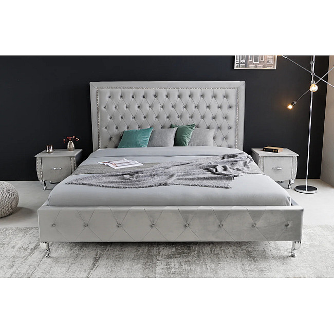 Posteľ 38968 180x200cm Zamat Strieborno šedá - PRODUKT JE SKLADOM U NÁS - 2Ks