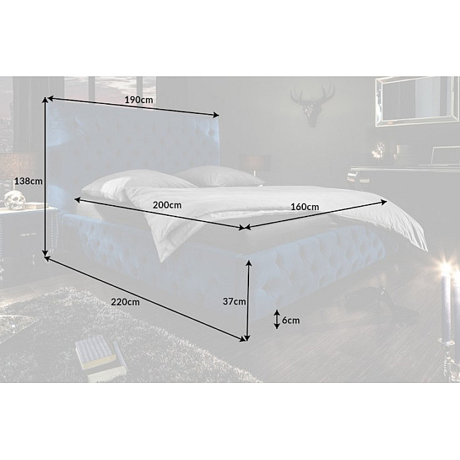 Posteľ 40557 160x200cm Zamat tmavomodrá