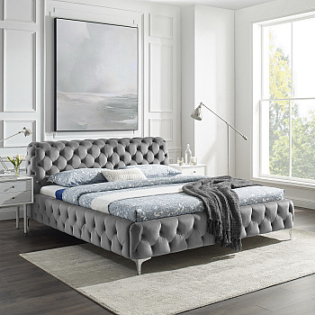 Posteľ 41439 180x200cm Modern Barock Zamat Šedá Posteľ 41439 180x200cm Modern Barock Zamat Šedá