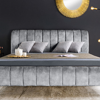 Posteľ 41441 180x200cm Amsterdam Zamat Šedá Posteľ 41441 180x200cm Amsterdam Zamat Šedá