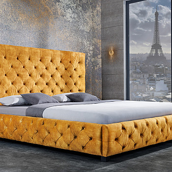 Posteľ 41642 160x200cm Zamat Žltá Posteľ 41642 160x200cm Zamat Žltá